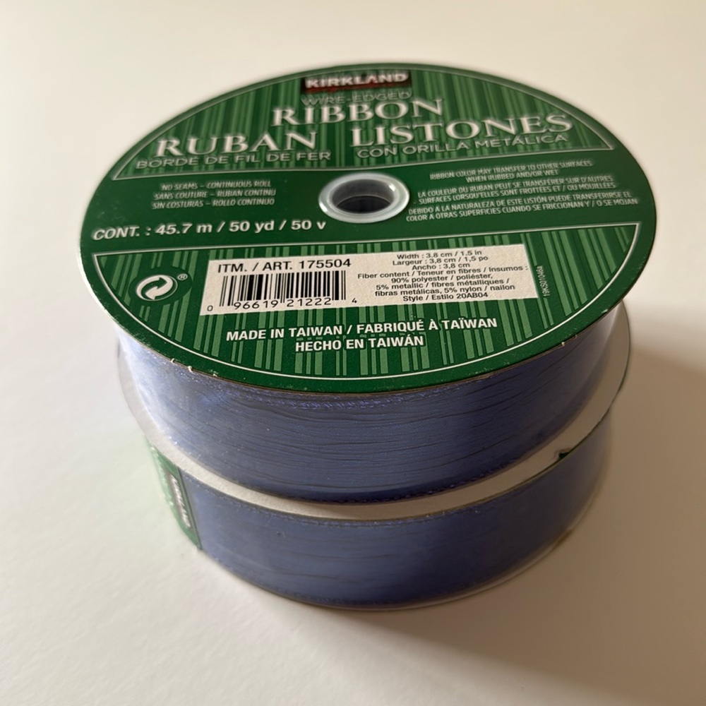 2 Rolls Kirkland Wire-Edged Ribbon